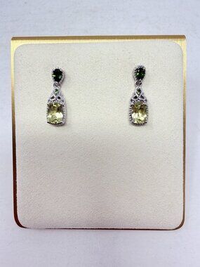 Shop LC Ouro Verde Quartz/Russian Diopside Sterling Silver Drop Earrings 5592